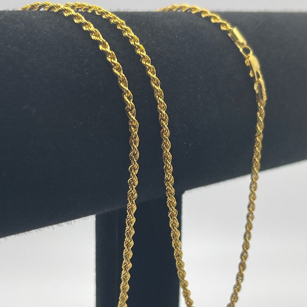 Solid 14K Gold Diamond Cut Rope Chain Necklace 24 inch,2.5 mm - Picture 1 of 17